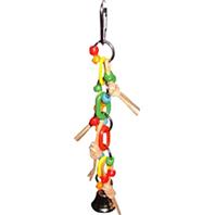 A&E Cage Company - Happy Beaks Plst Chain W/ Leather & Ball Bird Toy - Assorted - 2 x 10 Inch A&E Cage Company - Happy Beaks Plst Chain W/ Leather & Ball Bird Toy - Assorted - 2 x 10 Inch