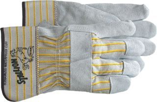 Boss Manufacturing - Leather Palm Safety Cuff Glove - Gray/Yellow - Large Boss Manufacturing - Leather Palm Safety Cuff Glove - Gray/Yellow - Large